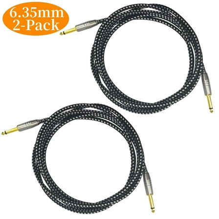 Kabuer Guitar Cable, Audio Cable Amp Cord for Electric Guitar, Bass, Keyboard, Mixer, 6.35mm 2-Pack, 10ft