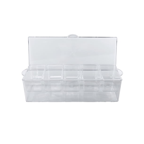 Pisexur Batería de cocina Contenedor refrigerado para condimentos con 5 recipientes y tapa para accesorios de bar, hogar, reuniones, fiestas y decoración. para la cocina del hogar