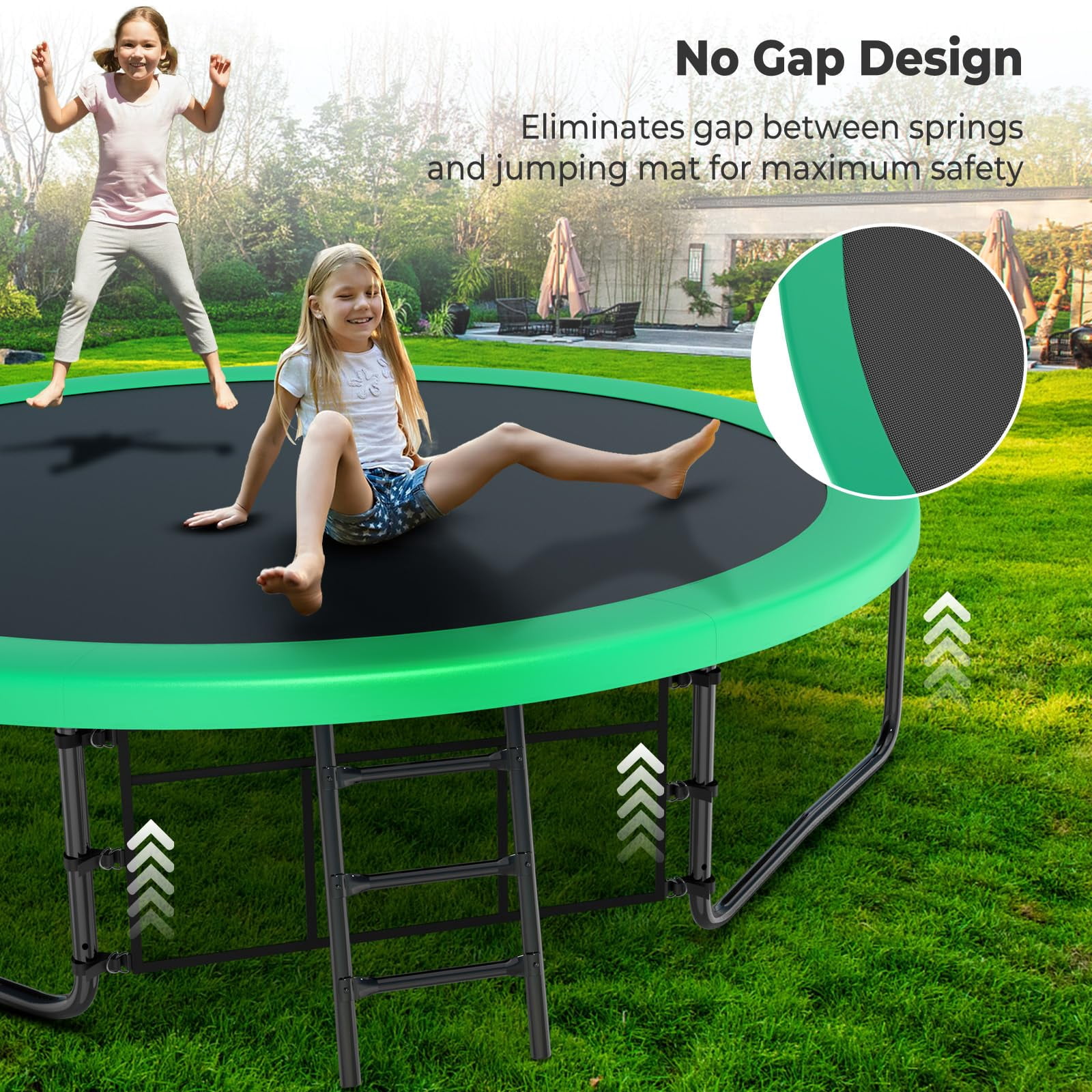 JOYFULIN Trampoline, 14FT Trampoline for 2-3 Adults or 5-6 Kids, 1400LBS Trampoline with Enclosure, Basketball Hoop, Shoes Bags, Galvanized Full Spray Outdoor Recreational Round Trampolines