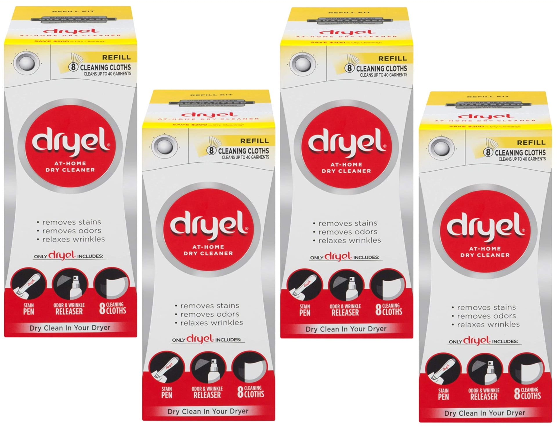 Dryel Dryer Cleaner Refill 8 Cloths (Pack of 4)