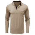 thumbnail image 2 of UVEASISHA Fall Polos Shirt for Men Long Sleeve Collared Button Up T Shirt Vintage Casual Poloss with Pocket Apricot XXL, 2 of 5
