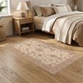 thumbnail image 2 of ODIKA 5'x7' Washable Area Rug Easy Care, Non-Shedding, Pet Friendly, Beige and Rose Floral Elegance Intricate Botanical Motif with Ornate Border for Small Living Room, Bedroom, 2 of 7