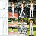 thumbnail image 4 of Frostluinai Womens Workout Sets Pilates Running Tennis Fitness Set Gym Yoga Outfits Crossover Flare Leggings Crop Tank Tops 2 Piece White M, 4 of 9