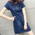 thumbnail image 3 of Robe en Denim pour Femmes Grande Taille Décontractée Printemps Été Élégante Style Cowboy Longue Section Robe en Jean 3TG 4TG, 3 of 6