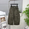 thumbnail image 2 of Coerni Teen Girls Wide Leg Cargo Pants Elastic Waist Straight Leg Trousers Fashion Y2K Hip Hop Streetwear Muti Pockets, 2 of 6