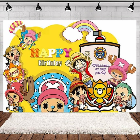 One Piece theme party birthday background, polyester fiber fabric,suitable for party, birthday celebration and birthday party decoration 71''×43''in