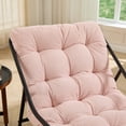 thumbnail image 6 of Outdoor Rocking Chair with Thick Cushion, Comfy Steel Frame Patio Rocker, Adjustable Swing for Living Room Reading Room, Black Frame, Pink, 6 of 13