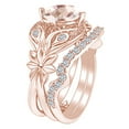 thumbnail image 2 of AFFY 1.24 Carat Round Simulated Morganite & Natural Diamond Flower Engagement Ring Set 14K Solid Rose Gold Ring Size-6.5, 2 of 2