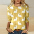 thumbnail image 2 of YanHoo Women Easter 3/4 Sleeve Crewneck Tops Women's Happy Easter Shirt 3/4 Sleeve Funny Graphic Tee Tops Rabbit Egg Graphic Slim Fit Dressy Casual Pullover Blouse, 2 of 5