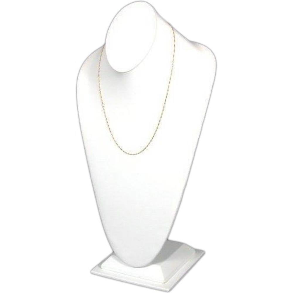 White Faux Leather Necklace Bust Jewelry Display 14 1/2" 2 Pcs