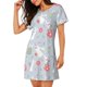 thumbnail image 2 of Easygdp Bunny cartoon with easter Camisón de manga corta para mujer, informal, estampado, 2 of 6