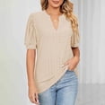 thumbnail image 5 of LIaqionyy Womens Blouses V Neck Summer Business Casual Short Sleeve Shirts Hollow out Tops Ladies Trendy Outfits, 5 of 7