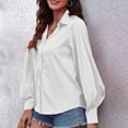thumbnail image 4 of Babysbule Womens Button Long Sleeve Tops Blouse Shirt Solid Strapless Thin Keep Warm Tee, 4 of 5