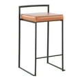 thumbnail image 2 of Fuji Contemporary Stackable Counter Stool In Black With Camel Faux Leather Cushion - Set Of 2, 2 of 7