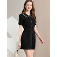 thumbnail image 2 of Mini vestido camisero Allegra K de gasa con botones En la Parte Delantera y cuello Peter Pan Negro L, 2 of 6