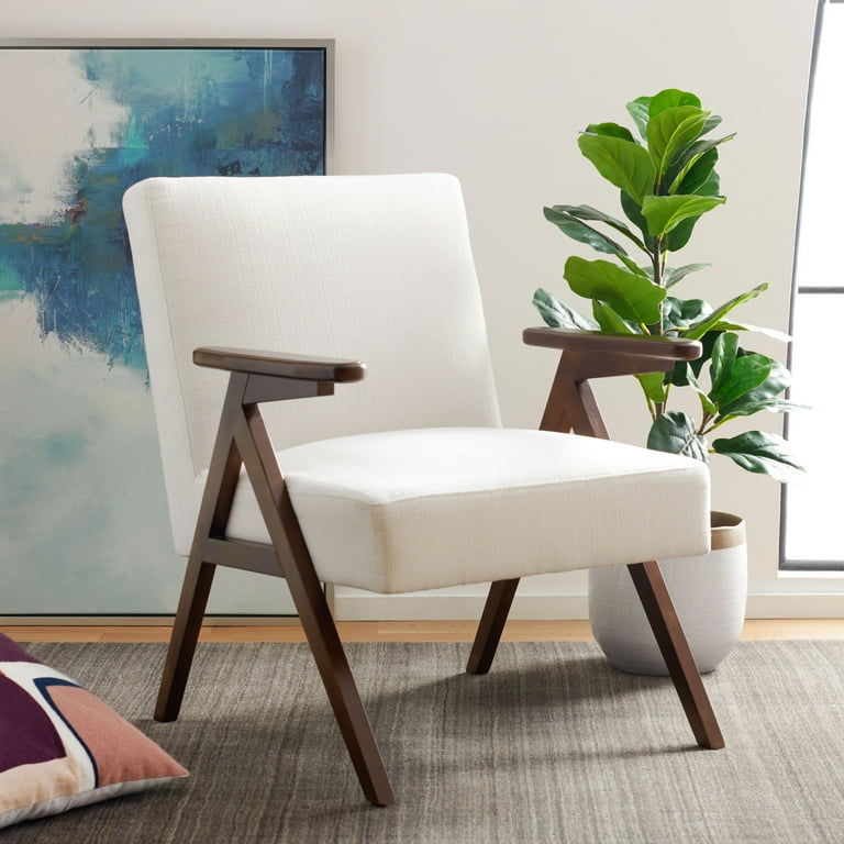 SAFAVIEH Emyr Modern Style Wood Arm Accent Chair, White