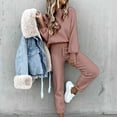 thumbnail image 3 of Women Fashion Casual Solid Shirt Hooded Blouse Pocket Pant Suit Pant Suits for Women Dressy plus Size plus Size Pant Suits for Women Wedding Guest Flower Pantsuit Women Winter Apparel Dresses for, 3 of 6