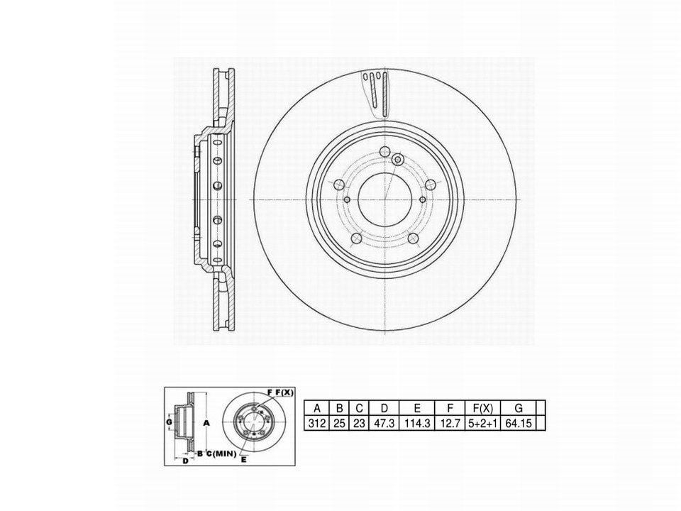 UltraHC Coated High Carbon Brake Rotor, Front UR007523, Honda Civic 2020-2017
