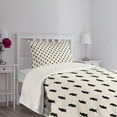 thumbnail image 3 of Ambesonne Animal Quilted Bedspread Set 2 Pcs, Black Bear Silhouettes, Twin Size, Cream and Black, 3 of 5