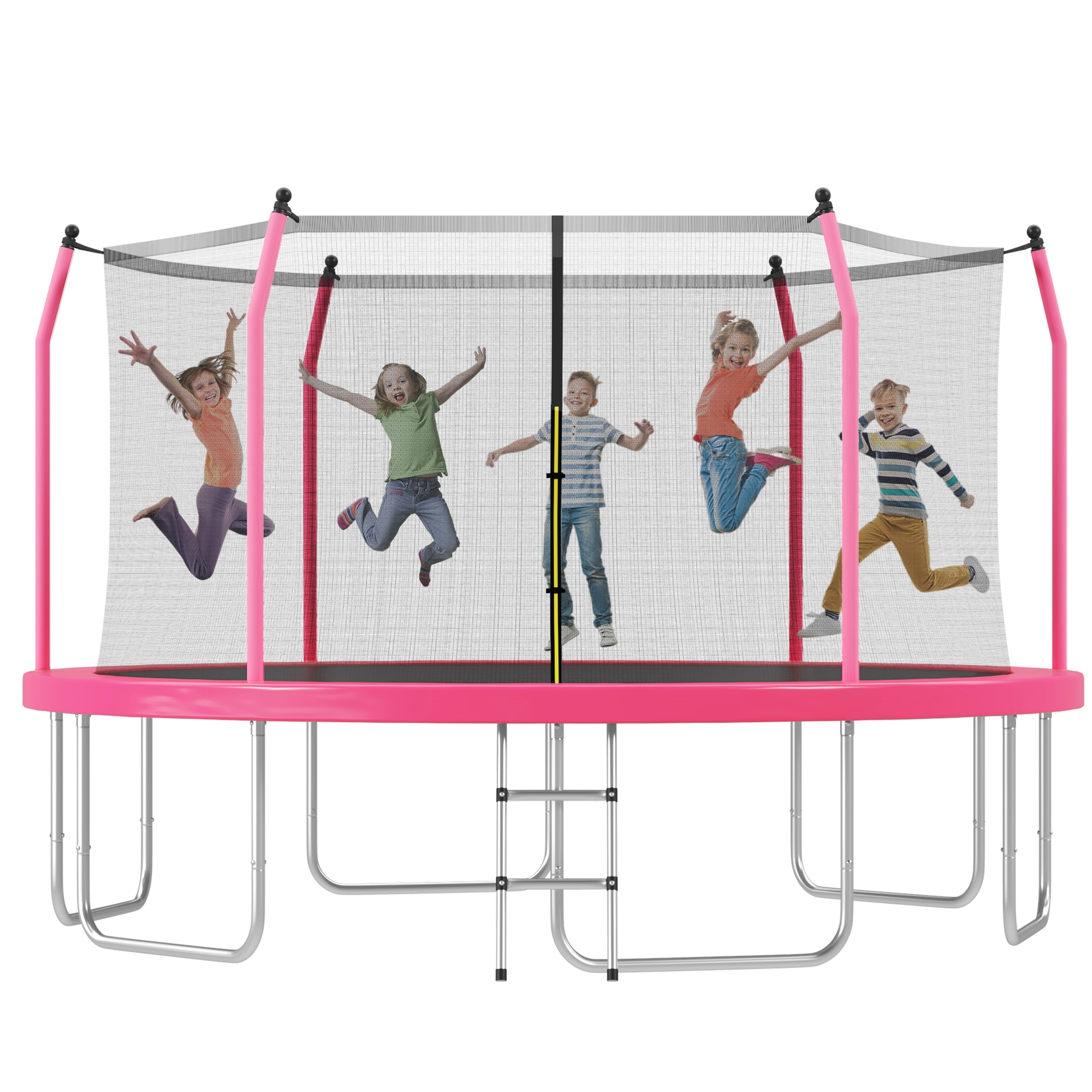 EUROCO 16FT Trampoline with Enclosure Net for Kids and Adults, 1500LBS Backyard Outdoor Large Tranpoline