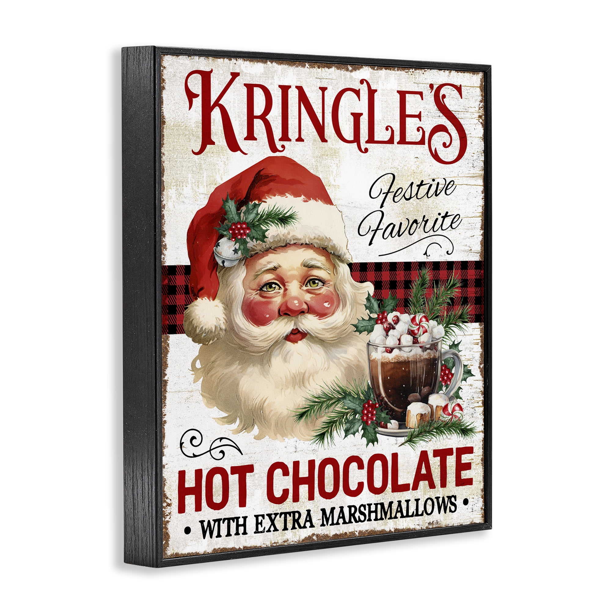 Stupell Industries Kringle's Hot Chocolate Holiday Painting Black Framed Art Prints Wall Art, 16 x 20