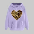 thumbnail image 2 of Oversizes Hoodies for Valentine's Day Womens Leopard Heart Pullover Cute Sweatshirt with Drawstring, 2 of 5