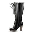 thumbnail image 2 of Ferwind Women's Lace-up Riding Boots High Chunky Heels Adult Black  8, 2 of 4