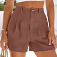 thumbnail image 2 of Summer Womens Shorts Fashion Shorts For Women High Waisted Cuffed Back Elastic Waistband Pleated Linen With Pockets Pants For Women, 2 of 6