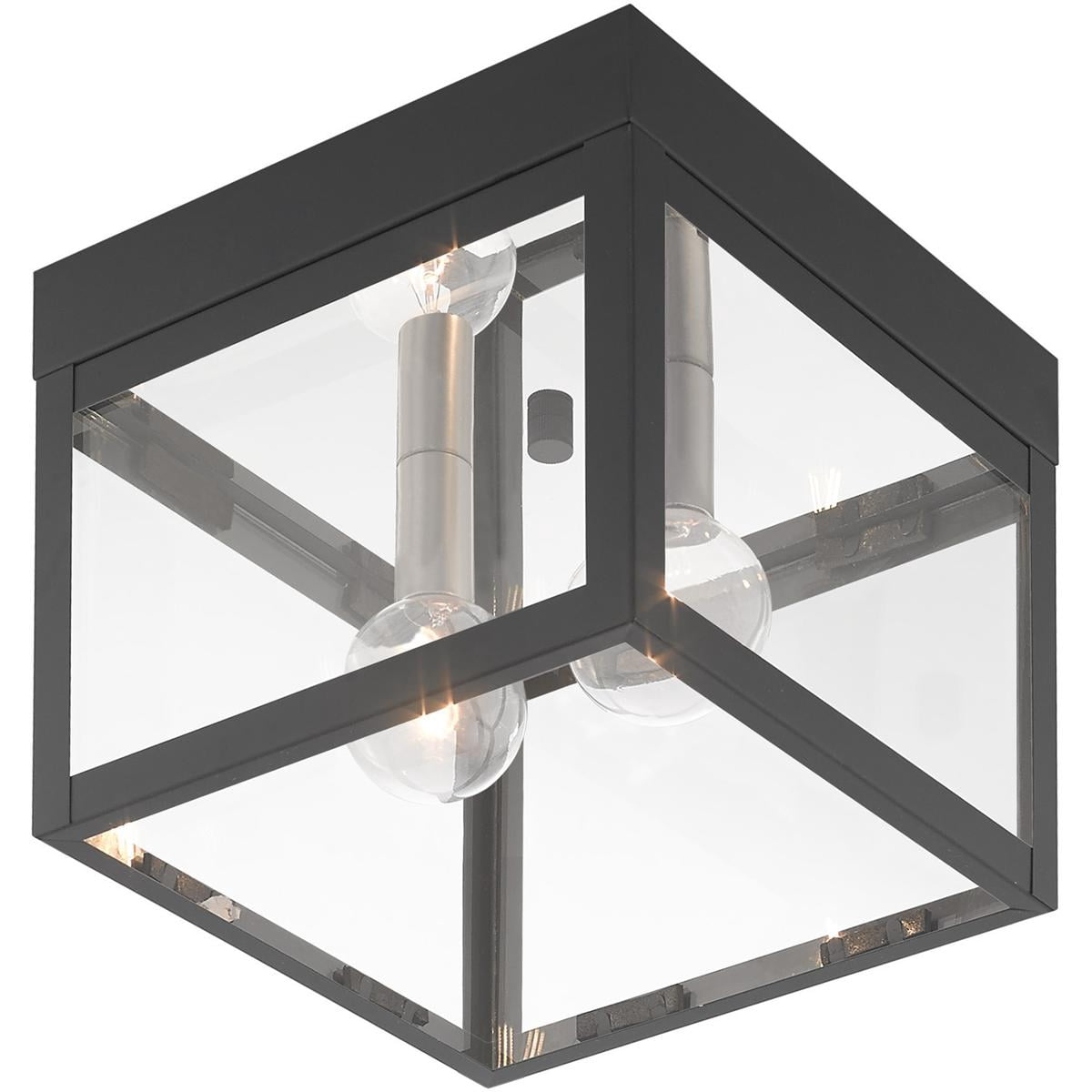8 inch 2 Light Scandinavian Gray Outdoor Ceiling Light fixture with Clear Glass Shade