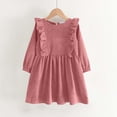 thumbnail image 4 of SBYOJLPB Children's Dress Solid Color Long Sleeved Round Neck Dress Girls' Casual and Comfortable Dress, 4 of 8