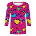 thumbnail image 3 of Haut à Manches 3/4, T-Shirt Décontracté Imprimé pour Femmes : Haut Ample à Manches Trois-Quarts et Col Rond, 3 of 6