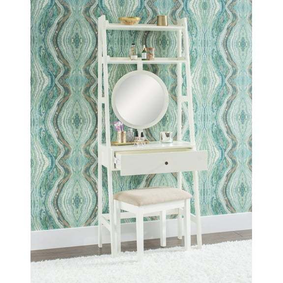 Linon Dilton 2-Piece Vanity Set and Stool, White