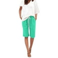 thumbnail image 2 of Green Women's Shorts, Ladies Casual Pocket Thin Outer Wear Elastic Belt In Trousers Large Size Loose Pants,Women's Shorts XL, 2 of 5