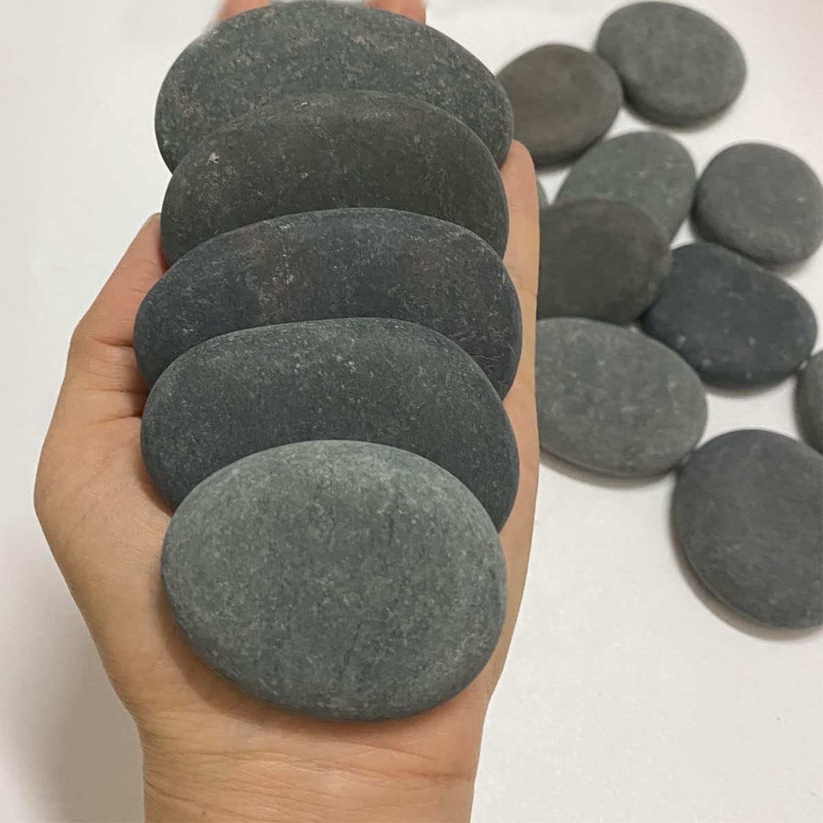 GIXUSIL 10Pcs Rocks for Painting，3-5cm DIY River Rocks for Painting Natural Flat & Smooth Rocks ,Fish Tank Landscape Stone for Painting for Kids & Adult Craft Gift,Gray