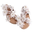 thumbnail image 4 of par de sandalias planas sin cordones con decoración tridimensional de perlas y girasoles para mujer, 4 of 6
