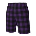 thumbnail image 5 of Kdxio Purple Black Plaid Pattern Mens Casual Shorts - Drawstring Summer Beach Sports Shorts for Men, 5 of 9