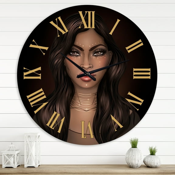 Designart 'Portrait Of African American Woman Iv' Modern Wall Clock