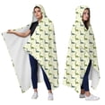 thumbnail image 2 of Wearable Blanket,LightYellow Cartoon Dinosaurs Leaves Pattern Hooded Wearable Flannel Blanket for Adults & Teens,Winter Poncho Shawl Wrap Cape Cozy Anti-Pill,50"x60", 2 of 5