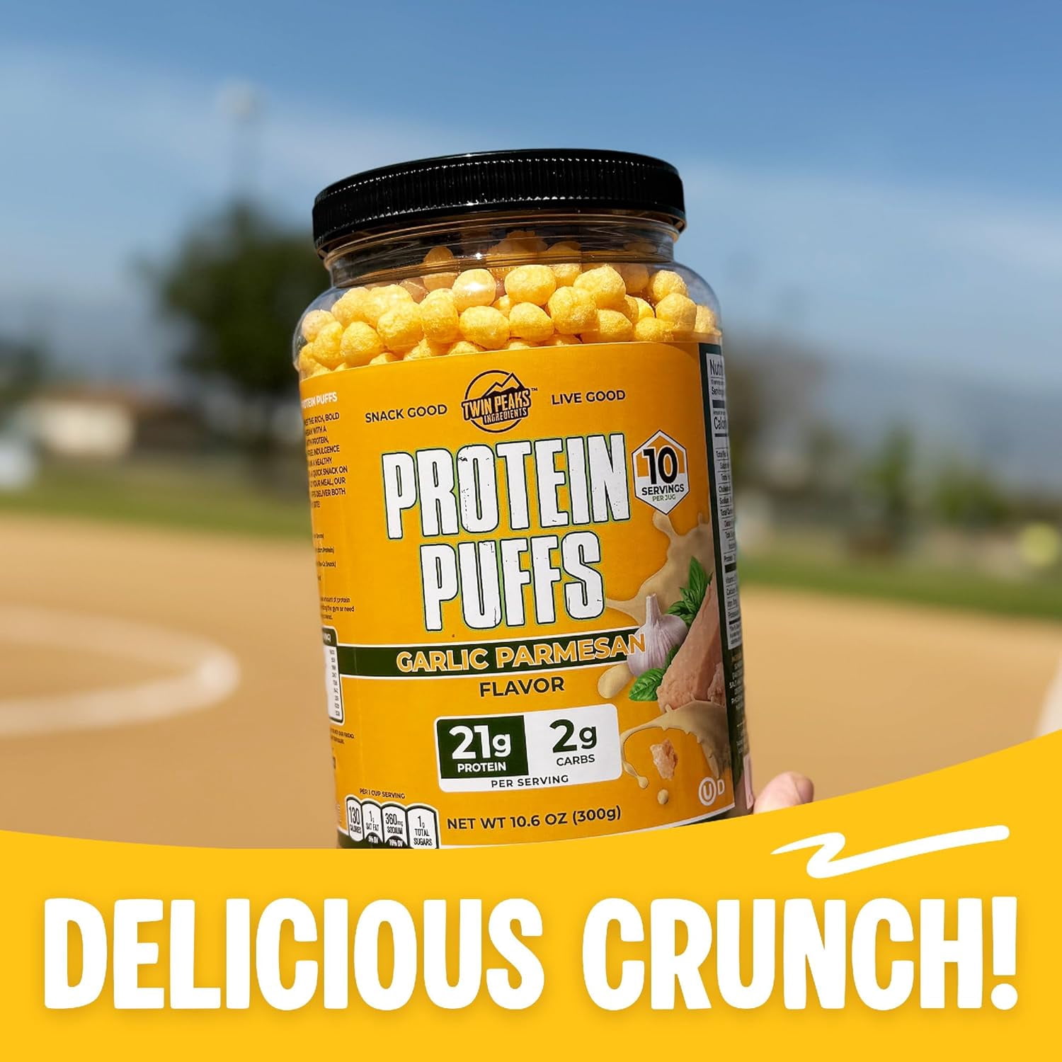 Twin Peaks Ingredients Protein Puffs, Low Carb Keto Friendly Protein Snacks, Garlic Parmesan (10.6 Ounce)