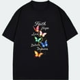 thumbnail image 3 of Black T-Shirt With Butterfly And Inspirational Words Faith Hope Love Believe Dream For Casual Wear, 3 of 4