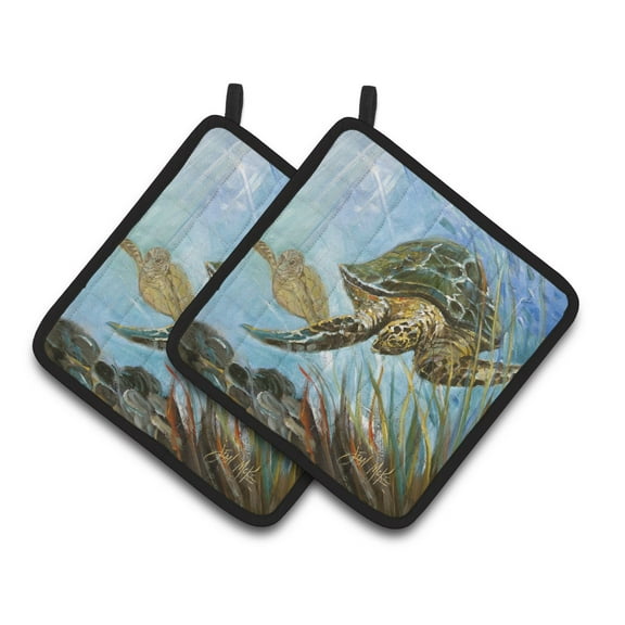 Carolines Treasures JMK1261PTHD Loggerhead Sea Turtle Pair of Pot Holders, 7.5 x 3 x 7.5 in.