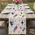 thumbnail image 4 of Purple Blue Diamond Table Runner - 48 Inch Long Modern Geometric Middle Century Beige Cotton and Linen Blended Dress Scarves Farmhouse Table Runner for Kitchen Dining, Coffee Table, 13" x 48", 4 of 8