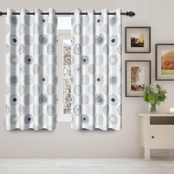 Blue Circular Pattern Blackout Curtains for Bedroom/Living Room, Sets Window Curtain,Modern Art Thermal Insulated Printed Curtains with Grommet 26"W x 54"L (Pack of 2)