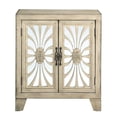 thumbnail image 3 of Gzxs Vintage Buffet Cabinet with 2 Mirrored Carved Doors, Accent Console Cupboard for Entryway, Bedroom, Living Room, 28"L x 15"W x 32"H (Antique White), 3 of 8