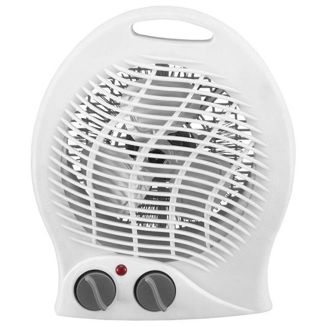 Hauz - Ventilateur Portable 12 Pouces + Chauffage, Thermostat Réglable, 1500W, Blanc