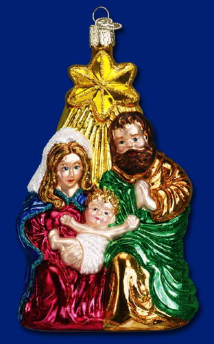OLD WORLD CHRISTMAS HOLY FAMILY NATIVITY GLASS CHRISTMAS ORNAMENT 10207 