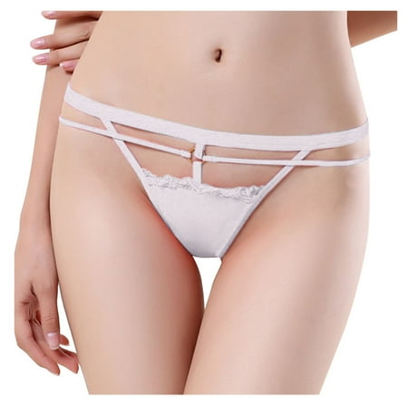 

Women Underwear Brief Low Waist Ribbon Full Transparent Lace Seductive Thong Panties 1PC