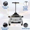 thumbnail image 2 of FIAT 500 Carro Montable Para Niños y Bebes - Función 3 En 1 Carriola, Camina o Monta – Coche Con Música y Claxon - Blanco, 2 of 7
