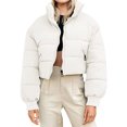 thumbnail image 6 of Liacowi Women Cropped Puffer Jacket, Long Sleeve Stand Collar Zip-up Winter Quilted Down Coat, 6 of 7