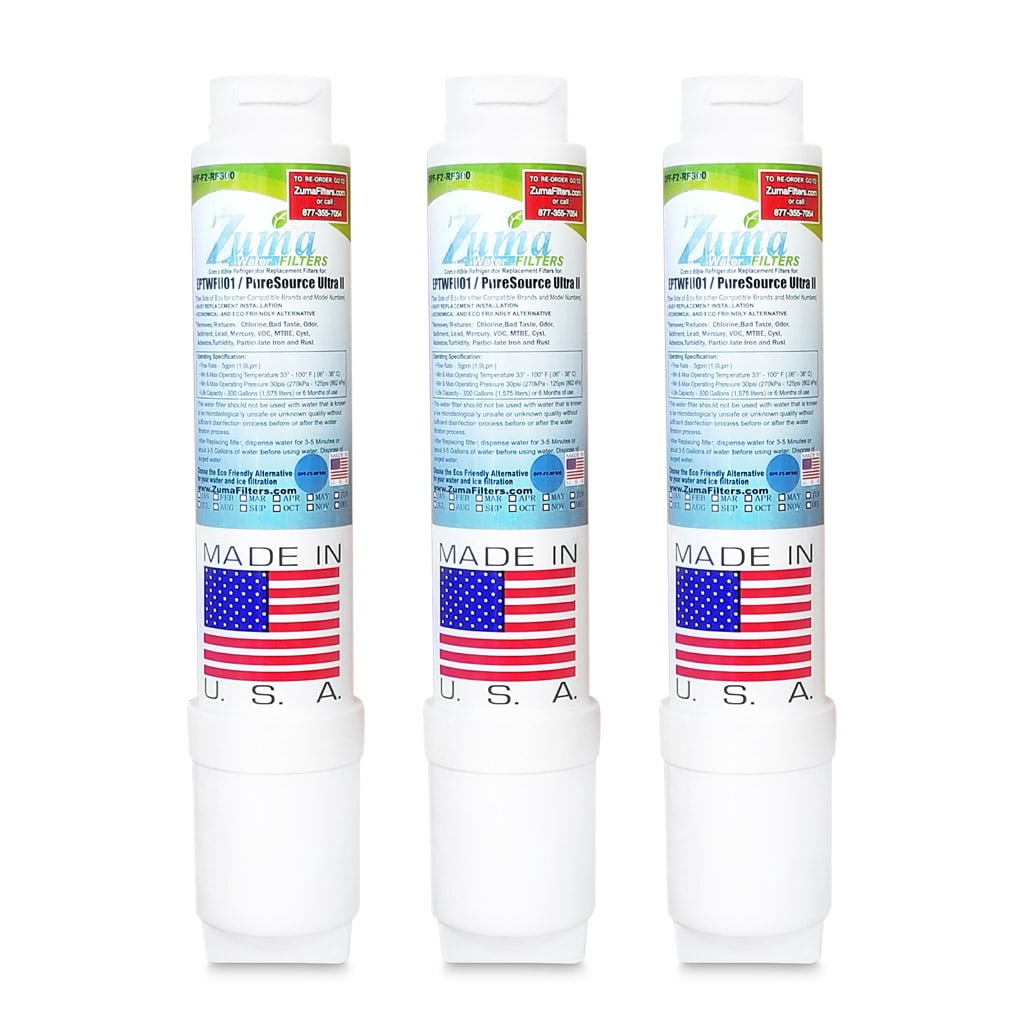 ZUMA Brand , Water and Ice Filter , Compatible with Frigidaire® / ELECTROLUX® 012505454226 - 3 Pack - Made in U.S.A.